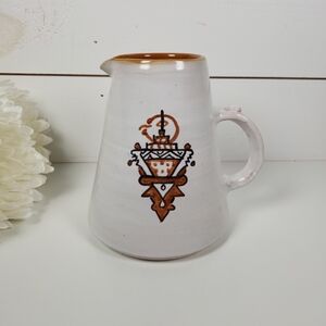 Vintage Southwestern Signed Studio Pottery Pitcher in Brown & White | Vase